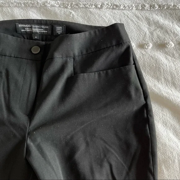 RW&CO Ankle Cropped Dress Pant Bottom Suiting Slim Leg Pockets Size 10 - Picture 3 of 9